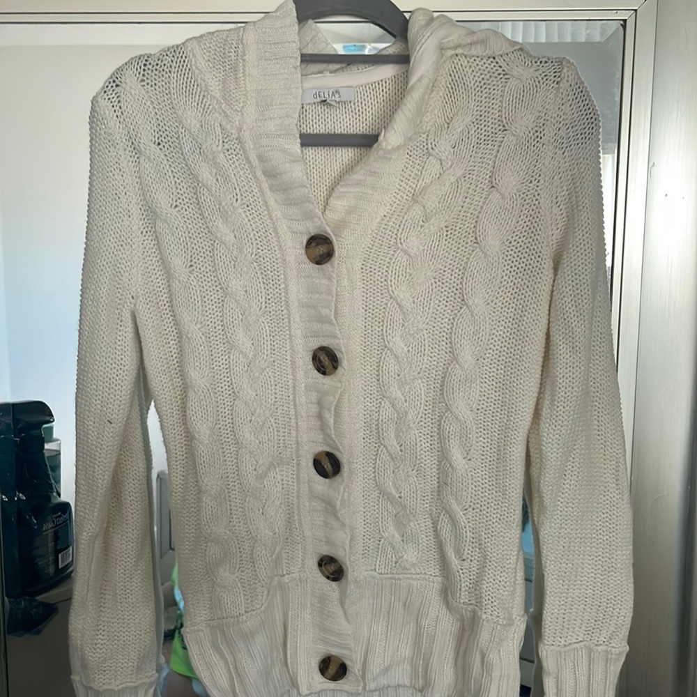 Delia’s cream button up sweater